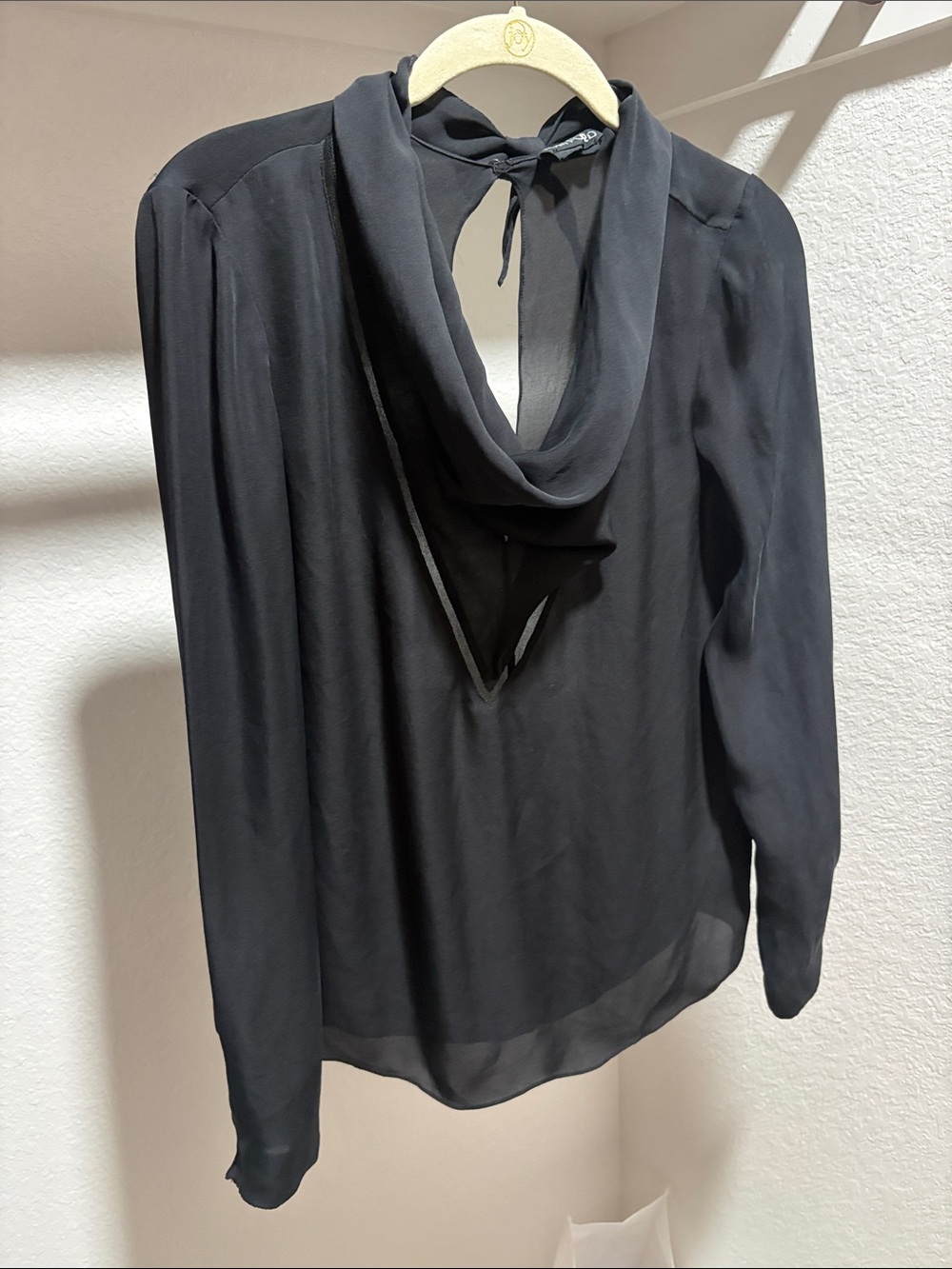 TOM FORD 100% Silk Black Draped Cowl Neck Blouse IT 38 Made in Italy